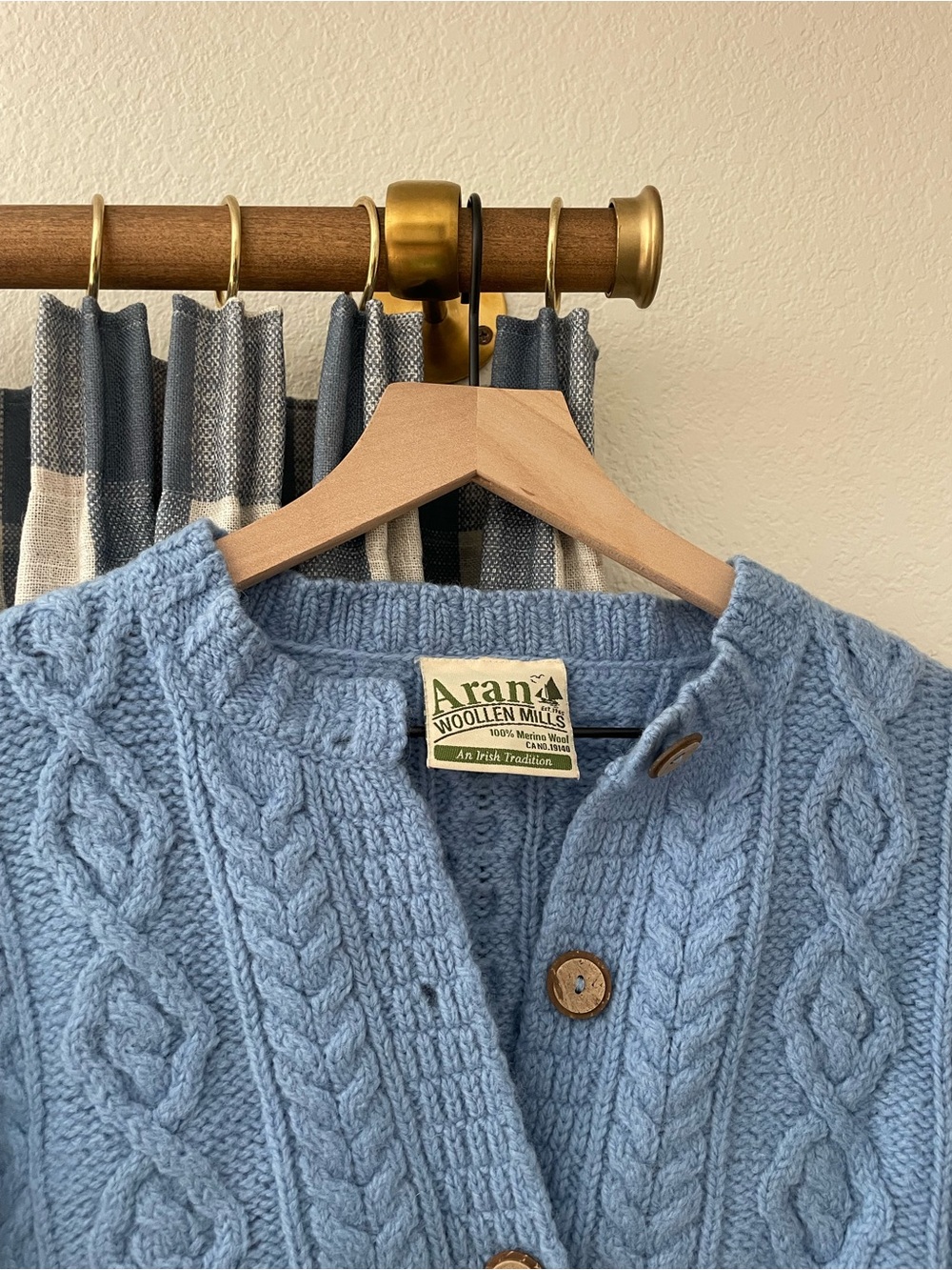 Aran Woolen Mills Blue Wool Cardigan - Picture 2 of 8